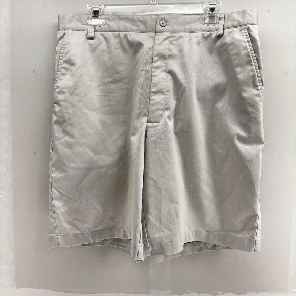 Nike Flat Front Mens 36 Chino Khaki Golf‎ Shorts Cotton Stretch EUC